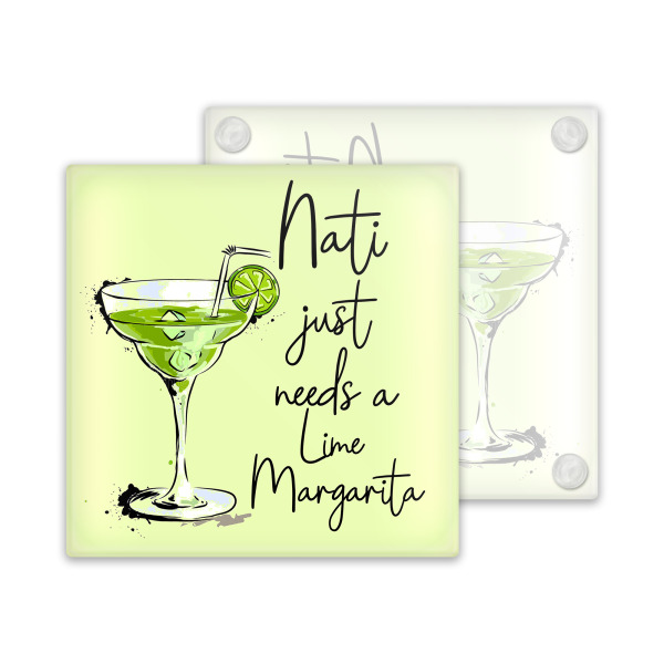 Personalised Lime Margarita Glass Coaster - Just Needs A Lime Margarita