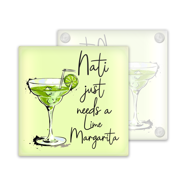 Personalised Lime Margarita Glass Coaster - Just Needs A Lime Margarita