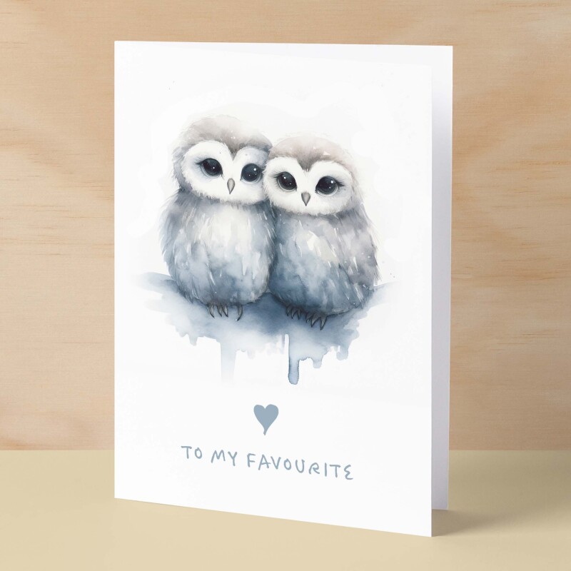 Anniversary or Valentine's Card for Her or Him Anniversary Card for Wife Valentines Day Card For Husband Boyfriend or Girlfriend Owl Card - Large (5x7) / Blank Message