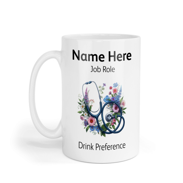 Personalised Ceramic Mug - Floral Stethoscope