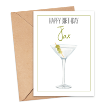 Personalised Birthday Card - Happy Birthday with Martini - Small (A6)