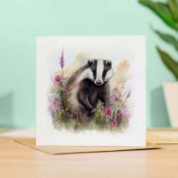 Postcard Prints - Notelet Card of a Badger For Anyone Any Occasion Card For Her or For Him Card For Birthday or Easter Card Thank You Card