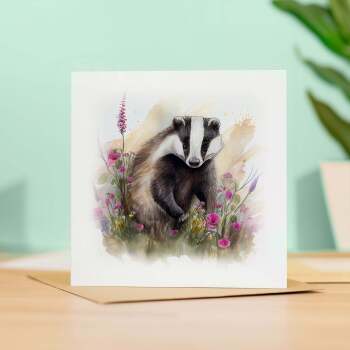 Postcard Prints - Notelet Card of a Badger For Anyone Any Occasion Card For Her or For Him Card For Birthday or Easter Card Thank You Card