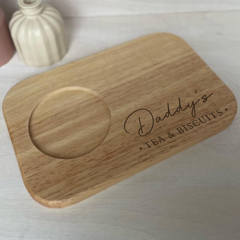 Mothers Day Gift Engraved Wooden Tea and Biscuit Board / Gift for Birthday Housewarming Mothers Day / Serving Board / Coffee and Cake - Design 1 - Tea & Biscuits