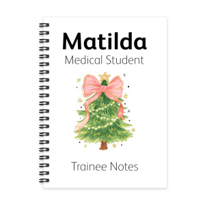 Personalised A5 Notebook - Pink Coquette Bow Christmas Tree