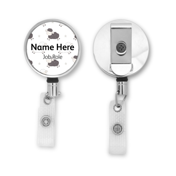 Personalised Metal ID Reel - Cute Sheep
