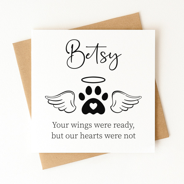 Personalised Sympathy Card - Your Wings Were Ready, But Our Hearts Were Not - Standard Smooth Card