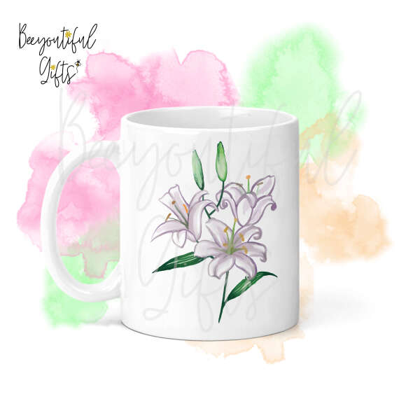 Watercolour Lilies Ceramic Mug