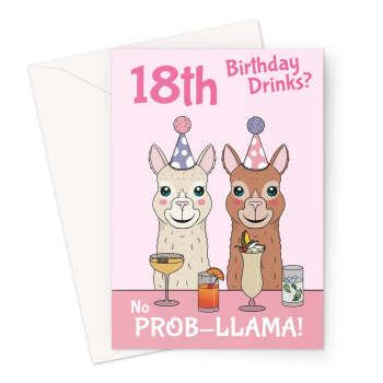 Funny 18th Birthday Card For Woman - Llama Pun