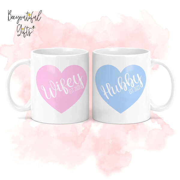 Personalised Wedding Mug Set - Wifey & Hubby