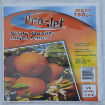 6x4 Projet 180gsm Matte (Matt) Photo Paper