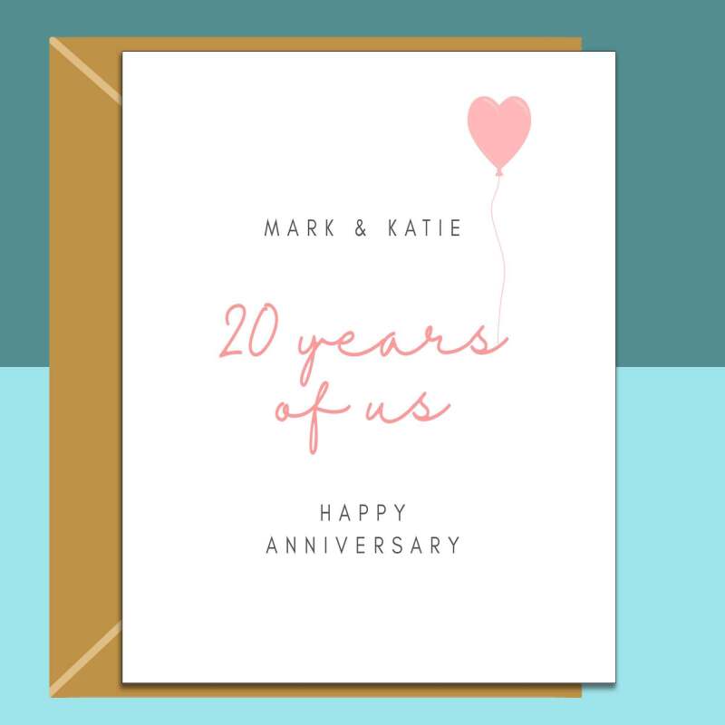 20 Year Anniversary Card - Emerald - Customised - Personalised Inside if Required - 20th Anniversary, Husband, Wife, Boyfriend, Girlfriend - Blank inside - Regular - Matte