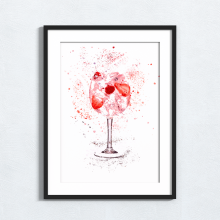 Pink Gin Splash Effect Art Print - A6 (Approx. 10cm x 15cm)