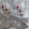 Hand Painted Floral Wine Glasses