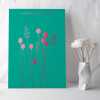 Happy birthday card with a pretty pink foil poppyheads and grass print - designed by artist Eloise Hall - 15.7 x 11cm and blank inside