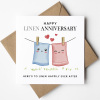 4th Wedding Anniversary Linen Card - Linen Anniversary Card - Personalised Card Happy 4th anniversary 4 year anniversary Card - Smooth Cardstock