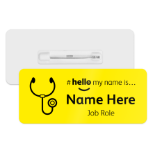 #hello my name is... Name Badge - Classic Yellow - Stethoscope