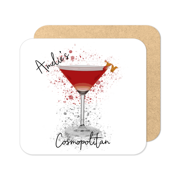 Personalised Cosmopolitan Coaster with Splash Effect - Standard Wooden Coaster