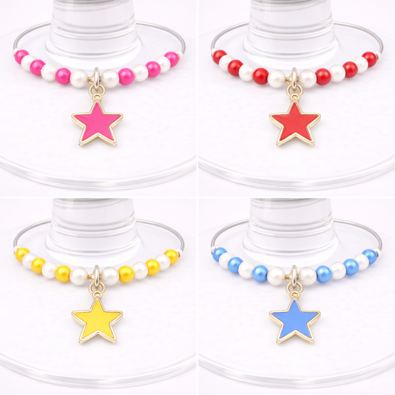 Handmade Wine Glass Charm - Coloured Star