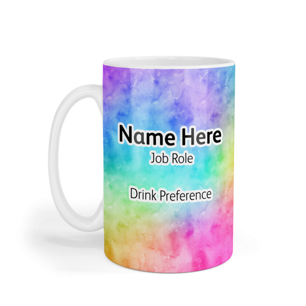 Personalised Ceramic Mug - Rainbow Watercolour Background