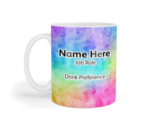Personalised Ceramic Mug - Rainbow Watercolour Background