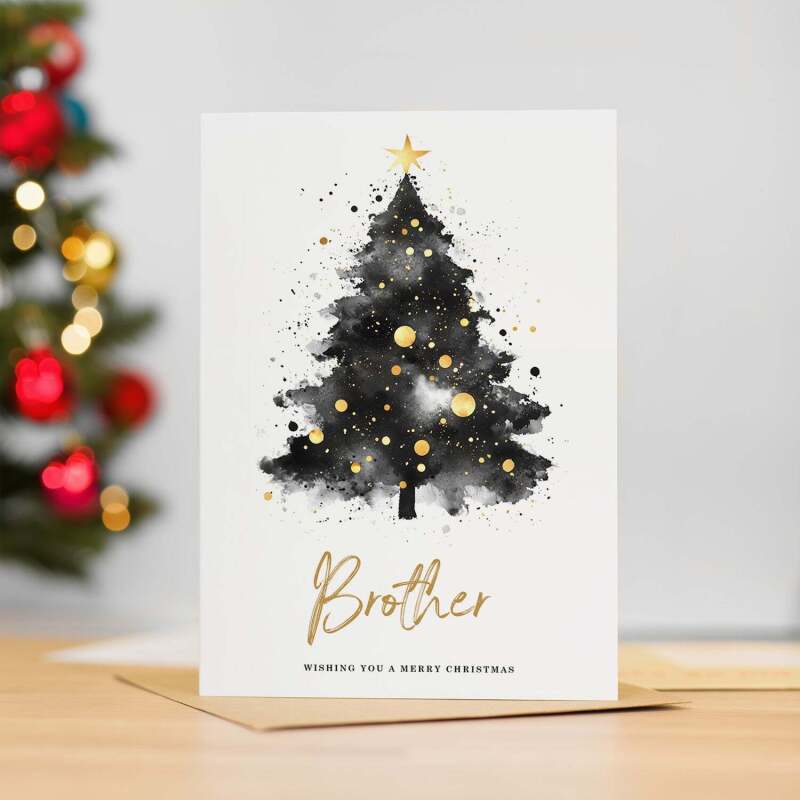 Christmas Card For Brother Christmas Tree Card Wising You A Merry Christmas - Portrait (5x7) / Blank Inside