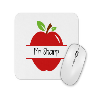 Personalised Mouse Mat - Teacher's Name Apple Monogram