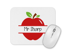 Personalised Mouse Mat - Teacher's Name Apple Monogram