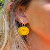 Polymer clay, Lemon Hoop Earrings: Abstract Summer Jewelry - silver