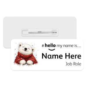 #hello my name is... Name Badge - Whimsical Christmas Polar Bear