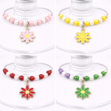 Handmade Wine Glass Charm - Enamel Coloured Daisy