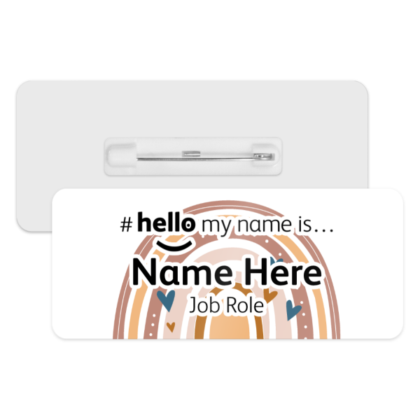 #hello my name is... Name Badge - Neutral Boho Rainbow