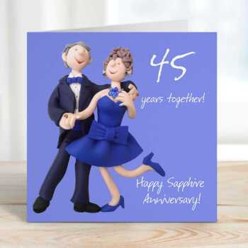 45th anniversary card (sapphire anniversary card) - designed by Erica Sturla -15cm square and blank inside, made in the UK