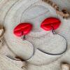 Red Lips Earrings: Handmade Polymer Clay, Surgical Steel Hooks