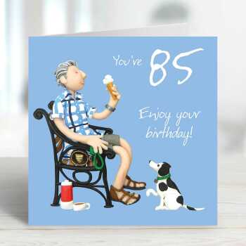 85th birthday card for him - designed by Erica Sturla - 15cm square and blank inside, made in the UK