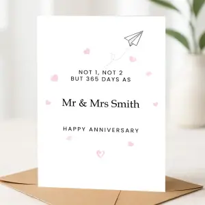 One Year Anniversary Card - Not 1, Not 2, But 365 Days as...