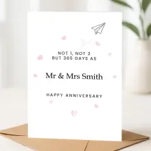 One Year Anniversary Card - Not 1, Not 2, But 365 Days as... - Small (Approx. A6 | 105mm x 148mm | 4.1in x 5.8in) - Standard Smooth Card