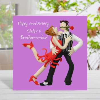 Anniversary card (sister and brother-in-law) - designed by Erica Sturla - 15cm square and blank inside, made in the UK