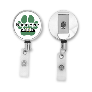 Personalised Metal ID Reel - Christmas Elf Paw Print