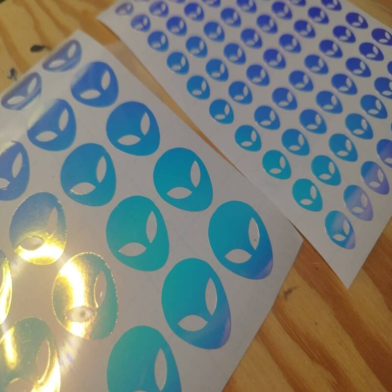 Glow in the Dark Alien Stickers in 1 inch or 0.5inch sizes - 1