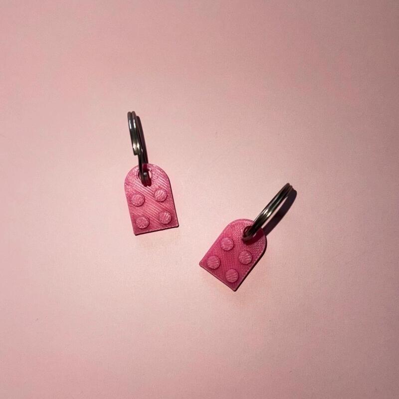 Lego inspired love heart duo Keyring - Never lego