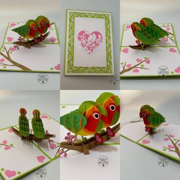 Handmade Love Birds Pop Up Card