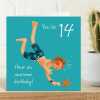 14th birthday card for him - designed by Erica Sturla - 15cm square and blank inside, made in the UK