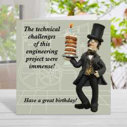 Funny historical birthday card featuring Isambard Kingdom Brunel - designed by Erica Sturla - 15cm square and blank inside, made in the UK