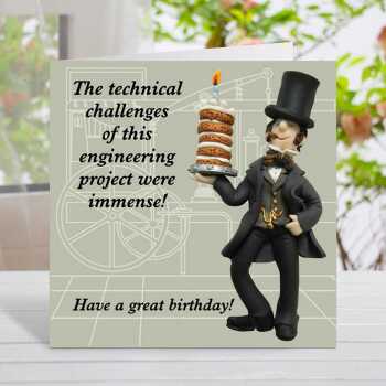Funny historical birthday card featuring Isambard Kingdom Brunel - designed by Erica Sturla - 15cm square and blank inside, made in the UK