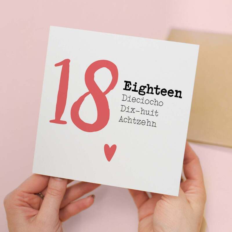 18 Year Anniversary Card 18 Year Card For Husband 18th Anniversary Card For Wife Anniversary Card For Boyfriend or Girlfriend 18 Year Card - Square (5.5x5.5) / Blank Inside