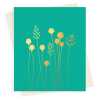 Poppyheads and grass greeting card embellished with gold foil -  designed by artist Eloise Hall - 15.7 x 11cm and blank inside