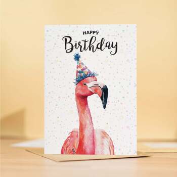 Birthday Card For Him or Her Of A Flamingo Illustration For Him or Her Birthday Gift