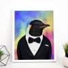 Penguin in clothes, animal print, wall art - A5 - Glossy - Glacier