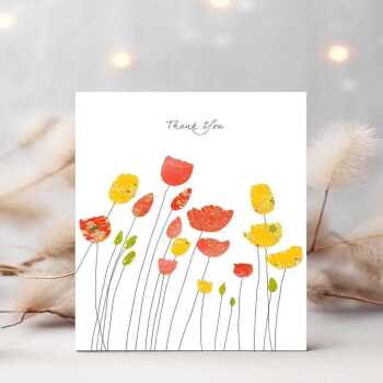 Thank you with tulips card -  designed by Eloise Hall - 15.7 x 11cm and blank inside, made in the UK